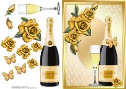 Champagne & Glass's with Gold Roses