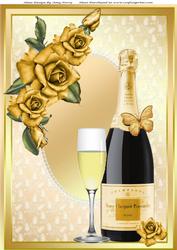Champagne & Glass's with Gold Roses A4