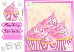 Scrummy Pink Cupcake's 8x8