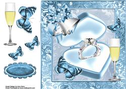 Beautiful Silver Engagement Ring in Pale Blue Box 8x8