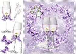 Champagne Glass's with Lilac Bow 8x8
