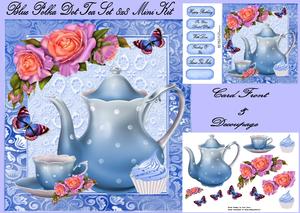 Blue Polka Dot Tea Set 8x8 Mini Kit