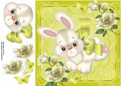 Cute White Bunny with Yellow Bow 8x8