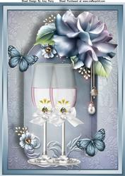 Champagne Glass's with Light Blue Roses A4
