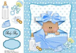Cute Black Baby Boy in Polka Dot Box 8x8