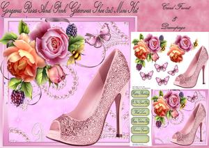 Gorgeous Rose's and Pink Glamour Shoe 8x8 Mini Kit