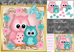 Cute Owls Cuddling 8x8 Mini Kit