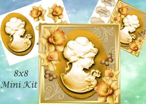 Beautiful Golden Cameo with Daffodils 8x8 Mini Kit