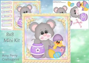 Cute Grey Mouse with Chick 8x8 Mini Kit