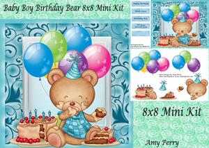 Baby Boy Birthday Bear 8x8 Mini Kit