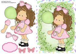 Birthday Girl with Green Balloon