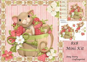Cute Mouse with Strawberries 8x8 Mini Kit
