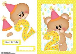 Birthday Bear with Yellow Number 2