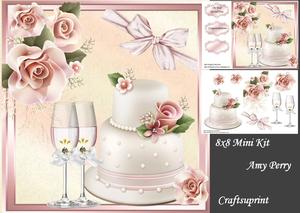 Beautiful Pink Wedding Cake 8x8 Mini Kit