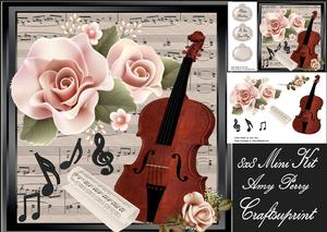 Beautiful Violin with Pink Roses 8x8 Mini Kit