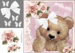 Gorgeous Fuzzy Bear with White Bow 8x8