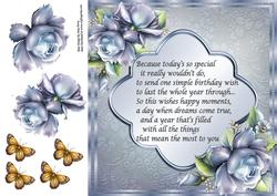Beautiful Blue Flowers with Birthday Poem