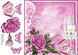 Beautiful Pink Rose with Champagne Glass's 8x8