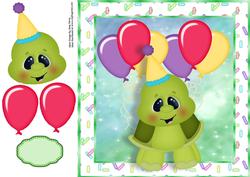 Cute Turtle with Birthday Balloon's 8x8