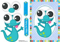 Funny Little Blue Monster with Green Spots