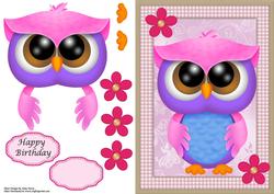 Cute Purple & Pink Owl
