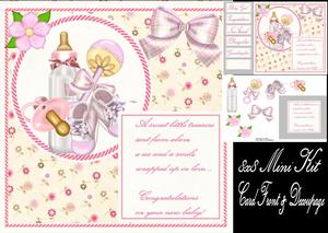 Baby Girl Bottle,booties,dummy & Rattle 8x8 Mini Kit