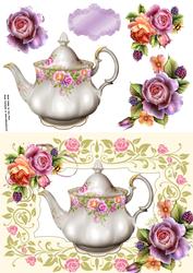 Beautiful Cream Floral Tea Pot