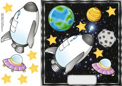 White Rocket with Planets 8x8