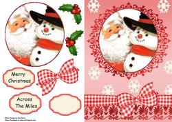 Santa & Snowman in Oval Frame