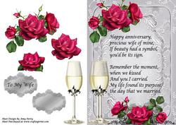 Beautiful Pink Rose's with Anniversary to My Wife Poem