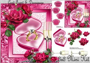 Beautiful Hot Pink Roses with Engagement Ring 8x8 Mini Kit
