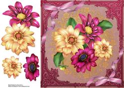Beautiful Burgundy & Yellow Flowers 8x8