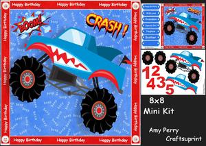 Blue & Red Boy's Monster Truck 8x8 Mini Kit