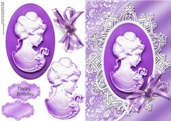 Beautiful Lilac Cameo in Fancy Silver Frame