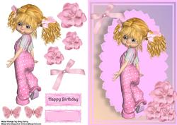 Gorgeous Kiki Girl in Pink Dungaree's