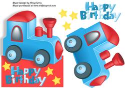 Blue & Red Tractor Over the Edge Card