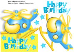 Yellow & Blue Toy Helicopter Over the Edge