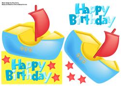 Blue & Yellow Toy Boat Over the Edge