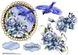 Beautiful Pale Blue Rose with Bird Topper