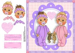 Twin Baby Girls 8x8