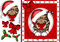 Cute Cat with Santa Hat 8x8