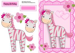 Gorgeous Pink Zebra with Flowers