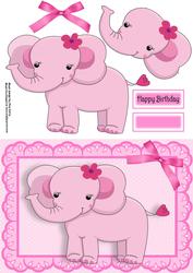 Cute Pink Elephant with Flower