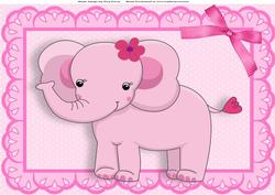 Cute Pink Elephant with Flower A4