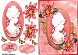 Beautiful Pale Red Cameo with Matching Dahlia Flowers