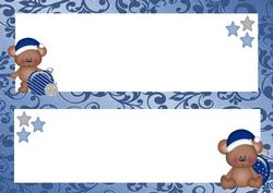 3 Christmas Bears with Blue and Silver Baubles Dl Insert
