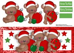 3 Christmas Bears with Red & Green Baubles Dl