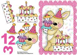 Cute Birthday Bunny with Cake 1-3