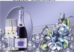 Beautiful Blue Champagne Bottle & Glass's A4