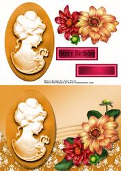 Beautiful Orange Cameo with Pretty Flowers